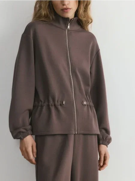 Reserved Rozpinana bluza z modalem brązowy