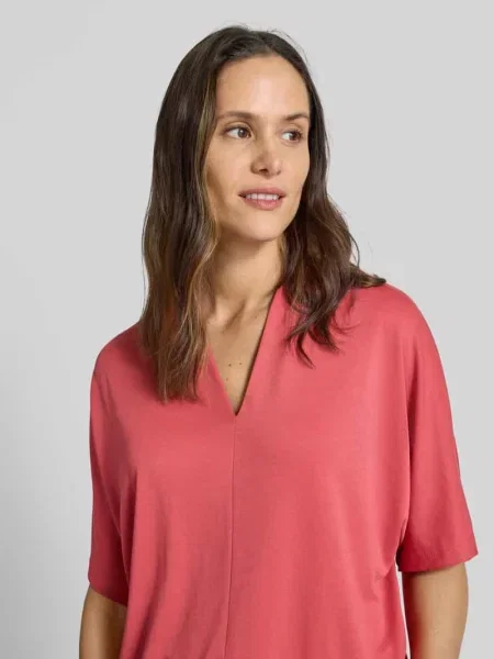 T-shirt o kroju relaxed fit z rękawami nietoperzami Tom Tailor czerwona