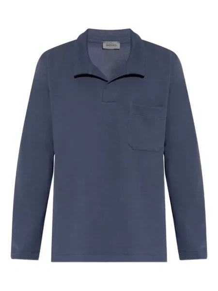 Hanorac Hanro cu buzunare la mânecă albastru