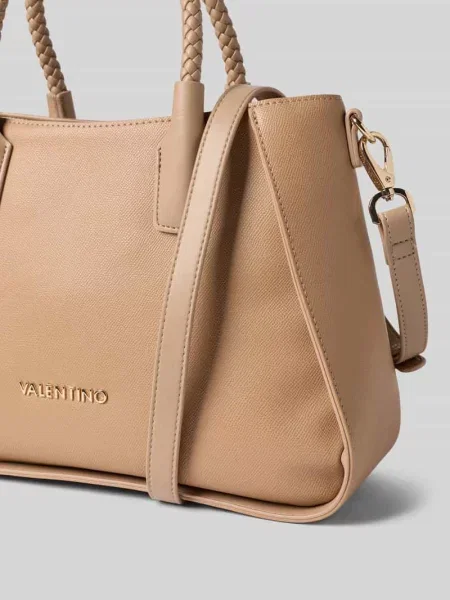 Lniana torebka Valentino Bags beżowa