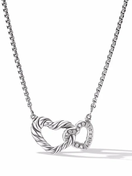 Colier David Yurman cu motiv cu inimi argintiu