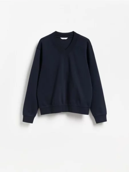 Reserved Bluza regular z bawełną granatowy