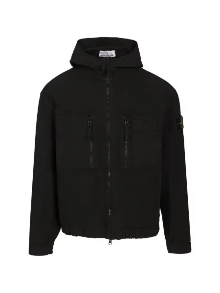 Geacă Stone Island cu glugă cu strasuri negru
