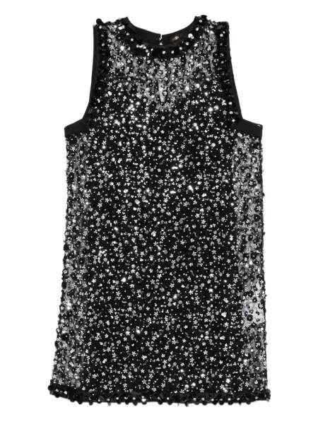 Rochie mini Maje fără mâneci cu mărgele de costum negru
