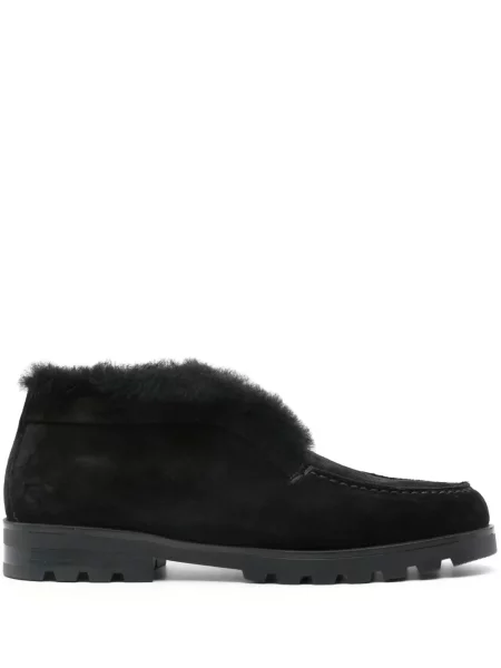 Pantofi loafer Santoni din piele de căprioară negru