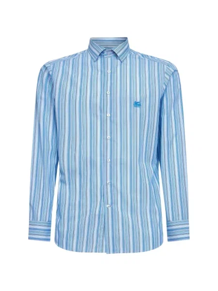 Cămașă Etro cu broderie cu dungi albastru