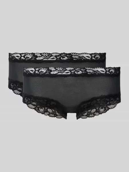 Majtki o kroju slim fit z obszyciem koronką Skiny czarne