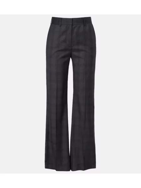 Pantaloni Blazé Milano de lână în carouri evazate gri