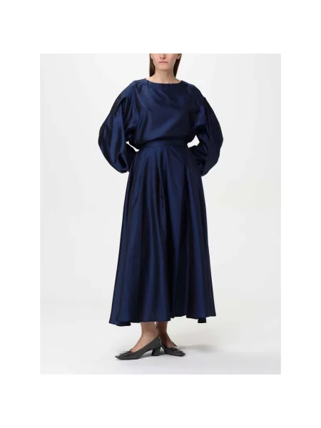 Spódnica midi Emporio Armani w kształcie litery A plisowana niebieska