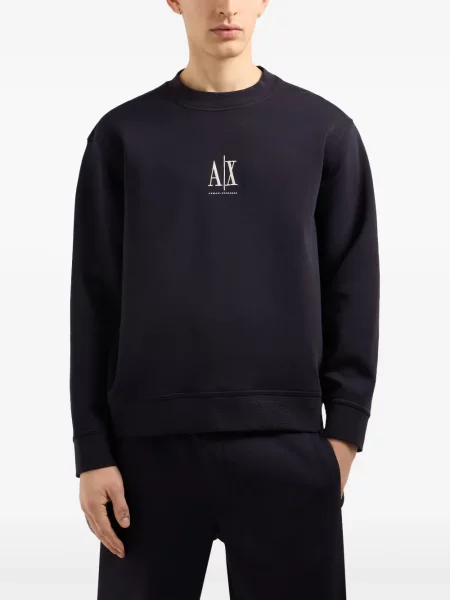 Hanorac Armani Exchange cu broderie albastru