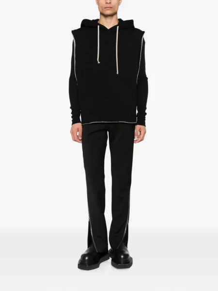 Суичър с качулка Rick Owens без ръкави с качулка с връзки черно