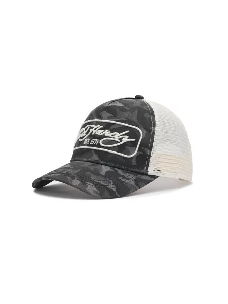 Ed Hardy Čiapka sivá / grafitová šedobiela čierna