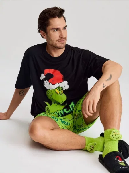 Sinsay Vánoční ponožky Grinch neonová