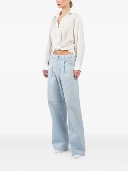Blugi R13 plisate albastru