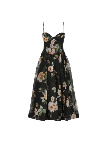 Lniana sukienka lniana Zimmermann czarna