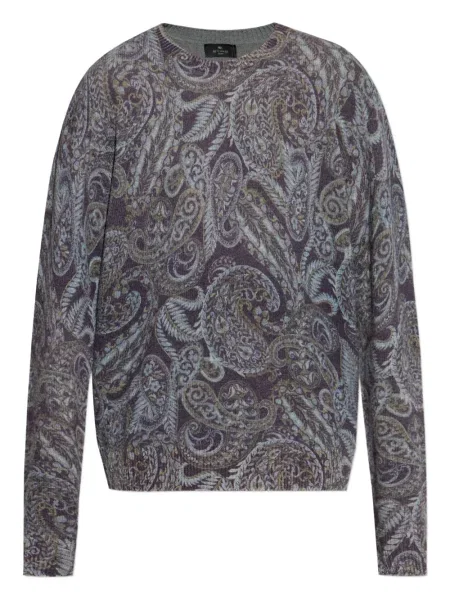 Pulover Etro de lână cu model paisley gri