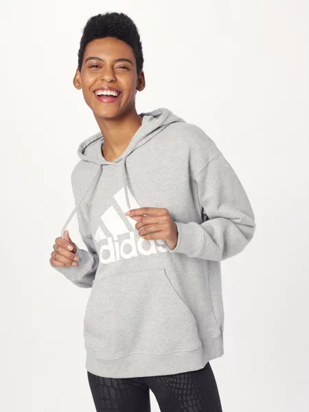 Mikina Adidas Sportswear s autogramom sivá