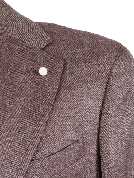 Sacou Luigi Bianchi Mantova cu model herringbone maro