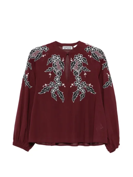 Bluză Essentiel Antwerp cu model floral roșu