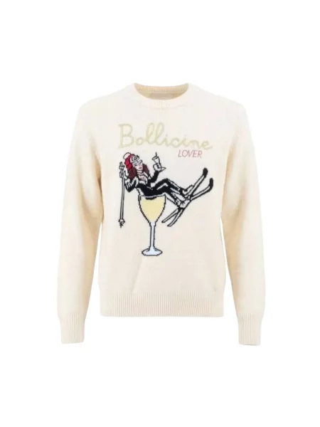 Sweter Mc2 Saint Barth wełniany z nadrukiem beżowy