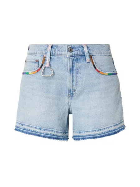 Abercrombie & Fitch Džíny CLASSIC PRIDE modrá džínovina / sépiová / žlutá / třešeň červená
