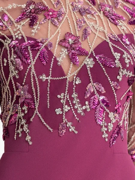 Rochie Gemy Maalouf cu mărgele de costum violet