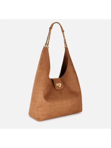 Torebka hobo Elisabetta Franchi zamszowa brązowa
