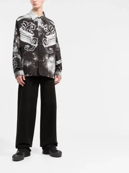 Raštuotos ilgas džinsiniai marškiniai Versace Jeans Couture juoda