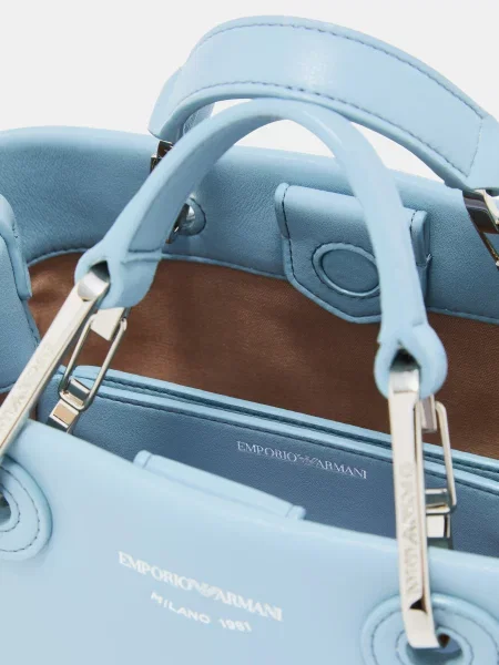Кожаная сумка Emporio Armani голубая