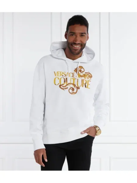 Versace Jeans Couture Hanorac SERIGRAFICHE | Relaxed fit alb