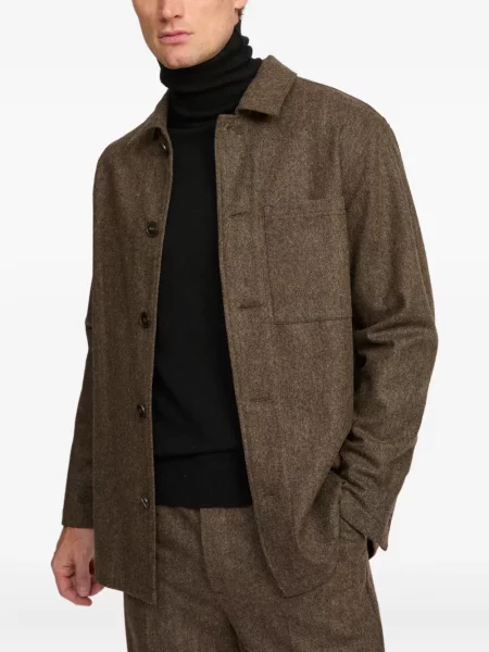 Geacă Yves Salomon din tweed maro