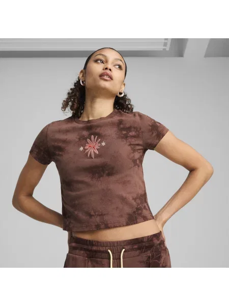 Krótka koszulka WARDROBE ESS FLORAL PACK z efektem sprania i grafiką