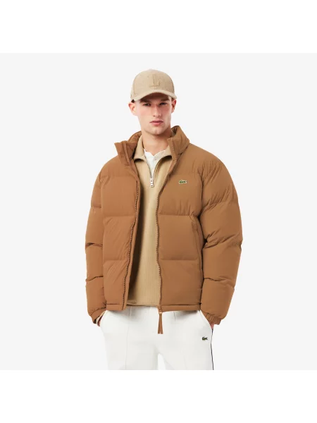 Lacoste Kurtka Z Kapturem Relaxed Fit Ciemnobrązowa brązowy