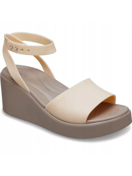 Sandały dla Kobiet Crocs Brooklyn Ankle Strap Wedge. beżowe