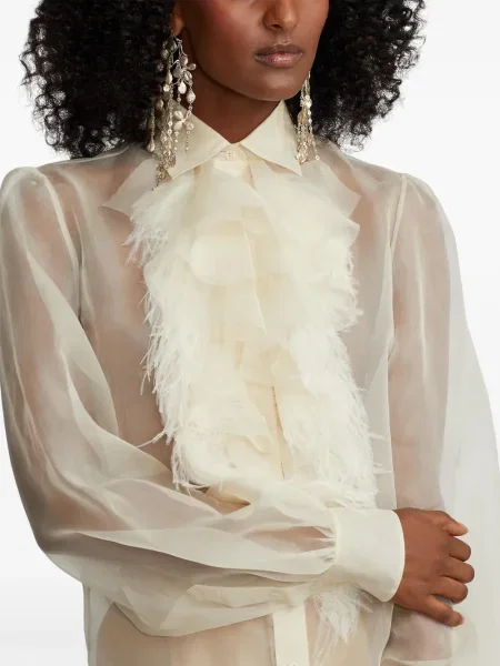 Cămașă Ralph Lauren Collection din organza lungă
