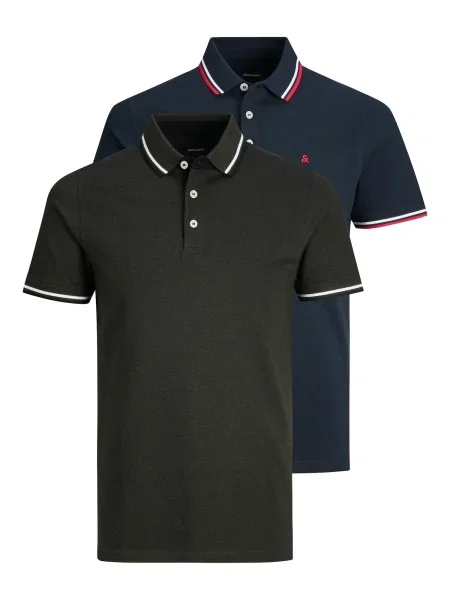 JACK & JONES Tricou Paulos bleumarin / verde închis / sângeriu alb