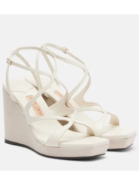 Sandale Jimmy Choo din piele cu pană alb