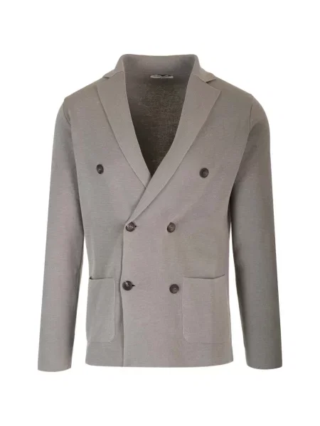 Cardigan Al Duca D’aosta 1902 tricotate cu două rânduri de nasturi gri