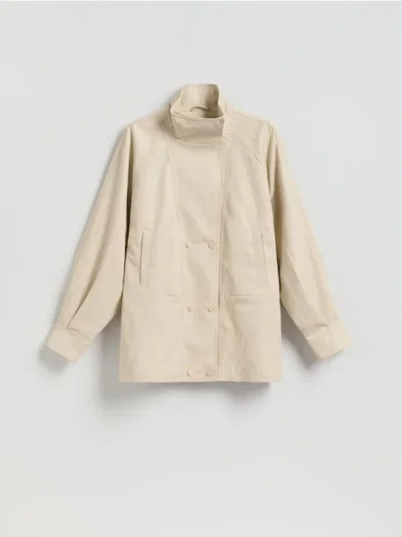 Reserved Geacă din piele ecologică bej