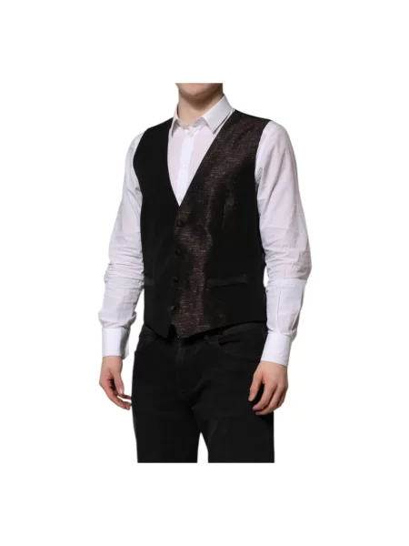 Kamizelka garniturowa Dolce And Gabbana biznesowa czarna