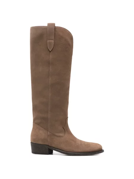Botine Via Roma 15 cu broderie din piele de căprioară maro