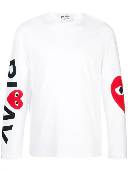 Tricou Comme Des Garcons Play lung alb