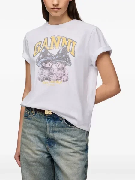 Ursuleț de pluș tricou Ganni alb
