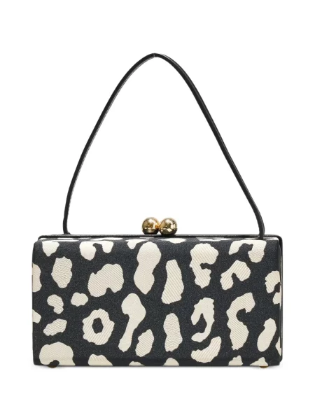 Geantă Carolina Herrera cu imagine cu model leopard din jacard negru
