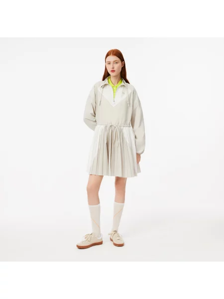Lacoste Sukienka Z Długim Rękawem Half Zip Relaxed Fit szara