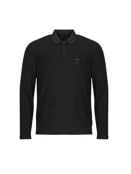 Polo majica Armani Exchange z dolgimi rokavi črna