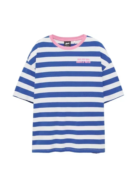 Pull&Bear Tricou STWD bleumarin / roz alb