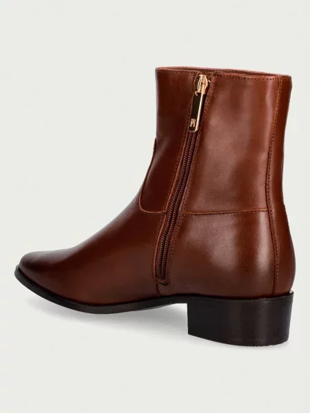 Tommy Hilfiger Botki Leather Ankle Boot W Zip brązowy