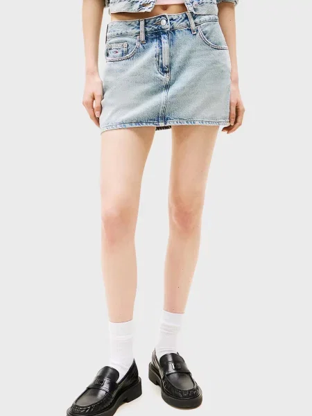 Мини джинсовая юбка Tommy Jeans голубая
