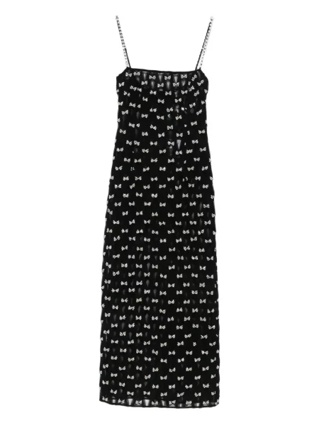 Rochie midi Nissa cu funde până la genunchi de costum negru